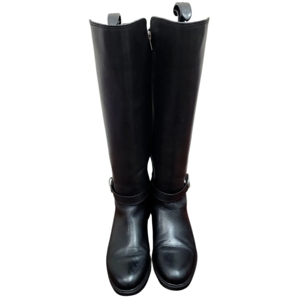 Women's COACH Black Walnut LEATHER Horse Carriage Equestrian Riding Knee Boots - Picture 3 of 15
